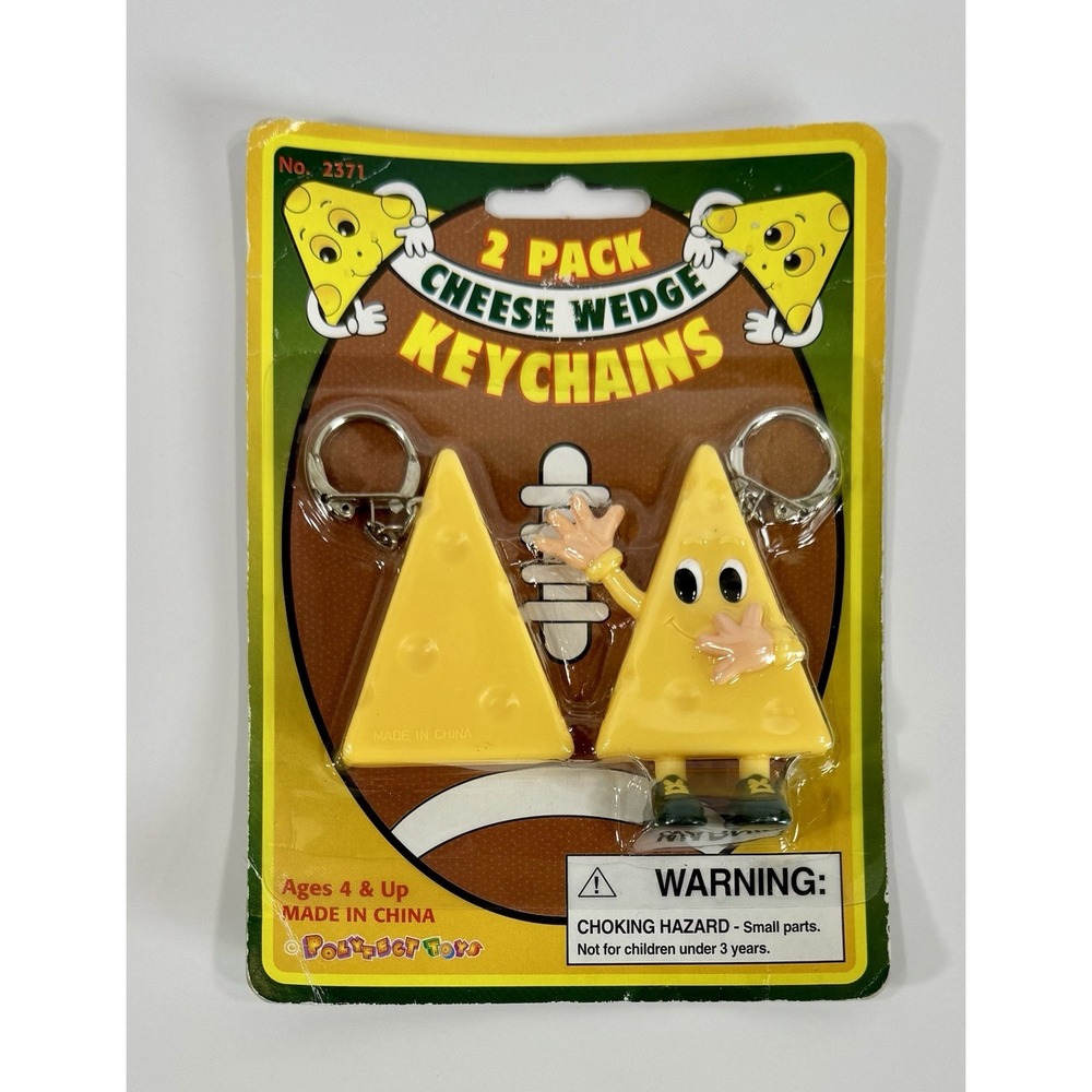 Vintage Green Bay Packers Wisconsin Cheese Head Gift Wedge Keychains NOS Sealed